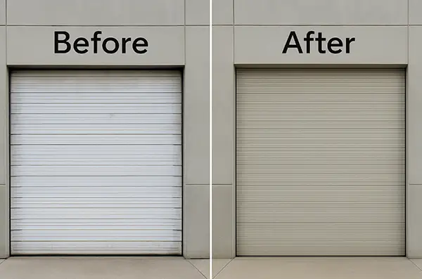 Before and After Garage Door  Replacement Side-by-side comparison Before and After Garage Door  Replacement